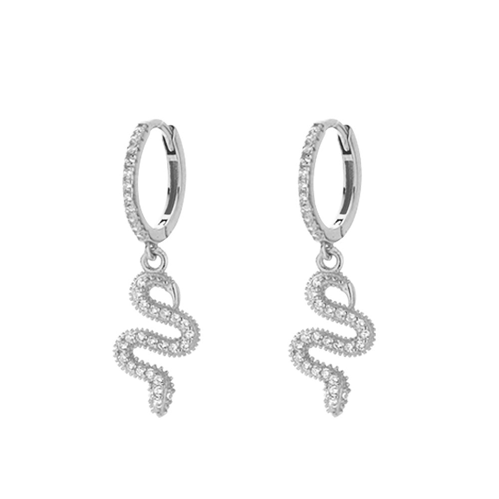 Orecchini a clip creativi a forma di animale in argento sterling S925 con intarsio di strass e finitura smaltata, unisex