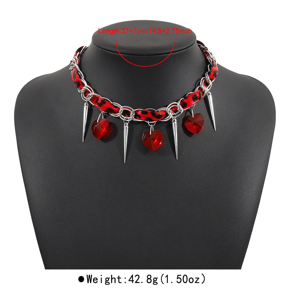 Collana da donna in pelle con stampa leopardata in stile lussuoso con ciondolo a perla in vetro, catena clavicola minimalista con finitura placcata