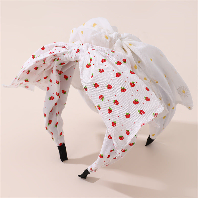 Cerchietto per bambini con fiocco e finiture in pizzo, in tessuto a pois carino, stile minimalista