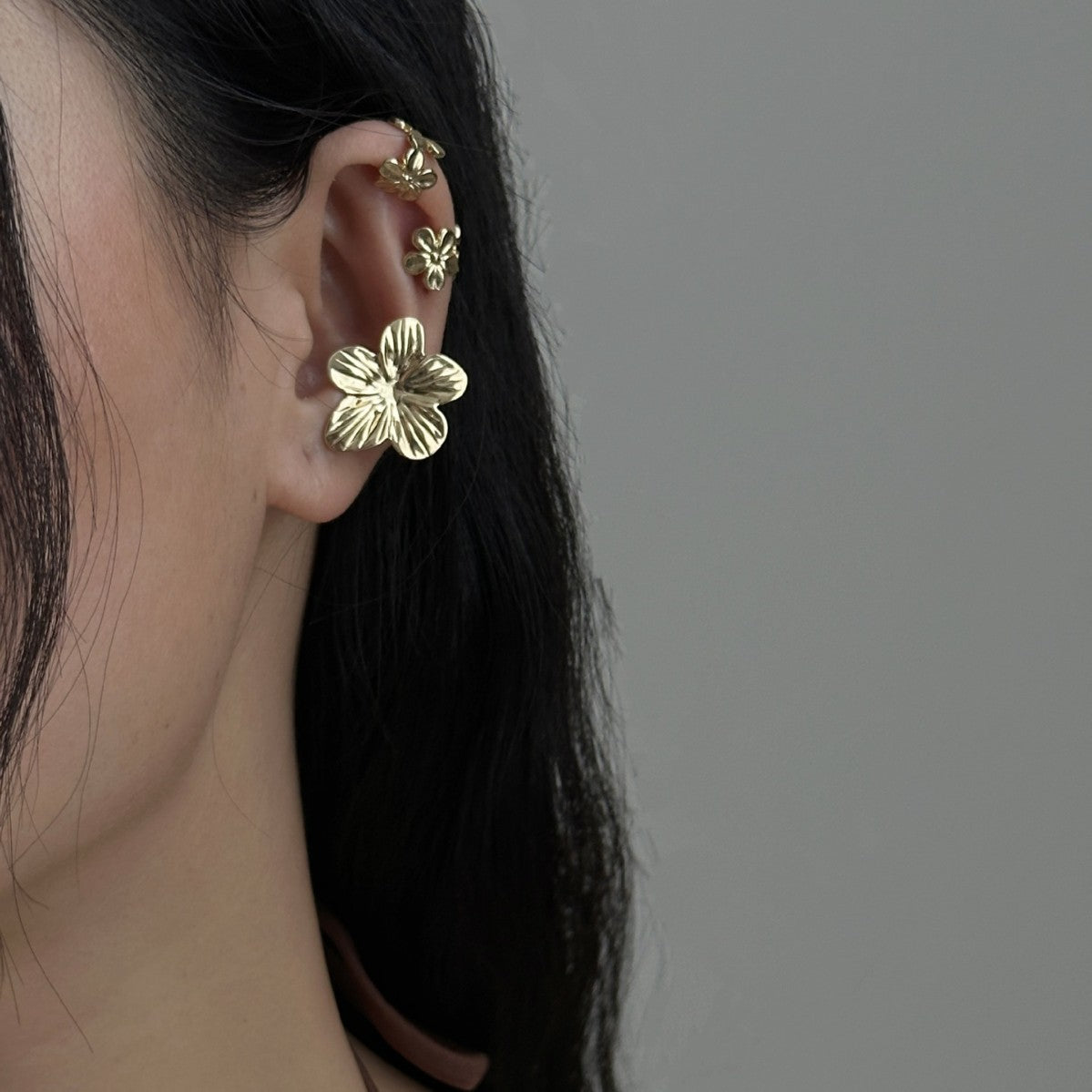 Orecchini a Clip da Donna a U in Lega, Minimalisti, Eleganti, Placcati, con Motivo Floreale