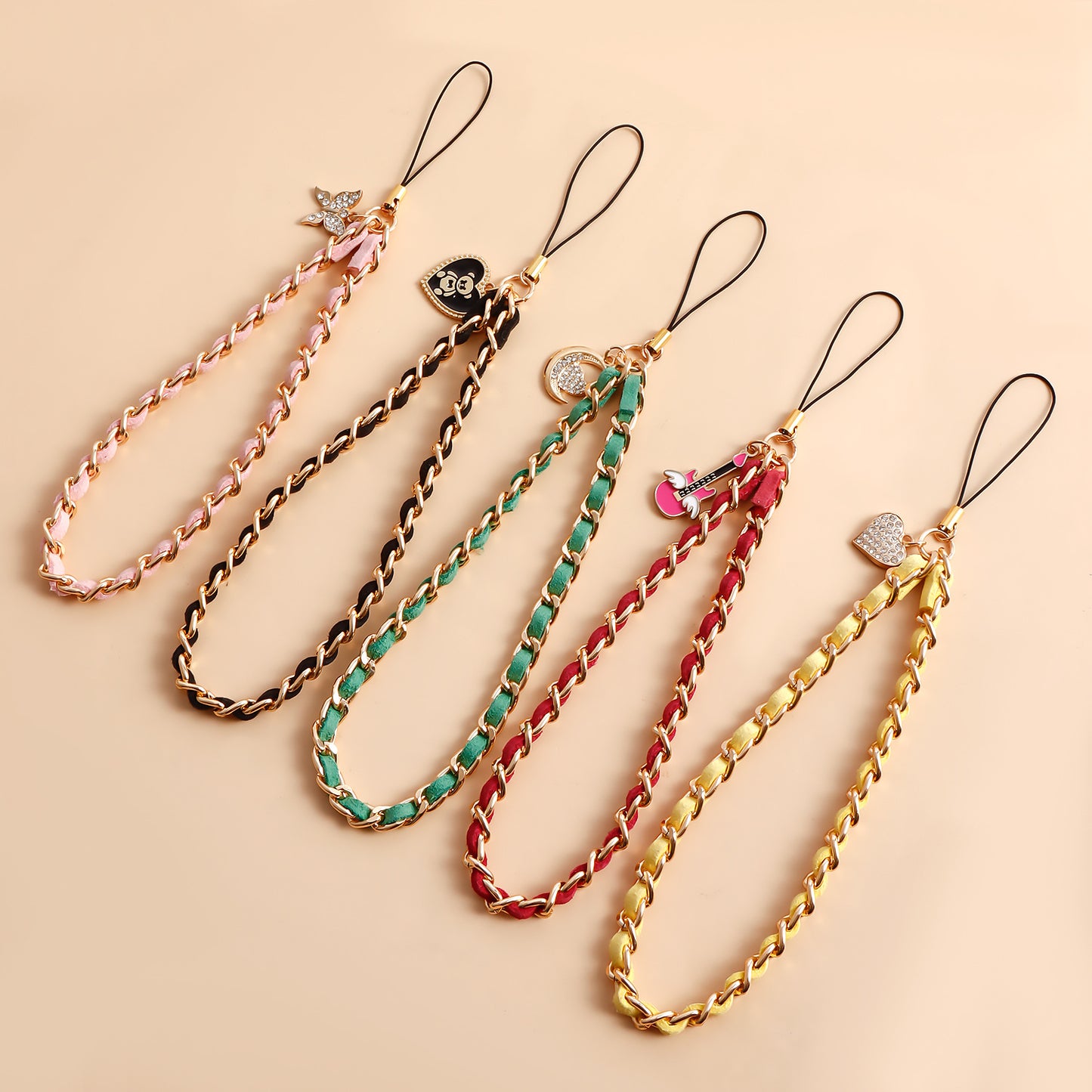 Minimalist Acrylic Heart Teardrop Plated Phone Chain Strap