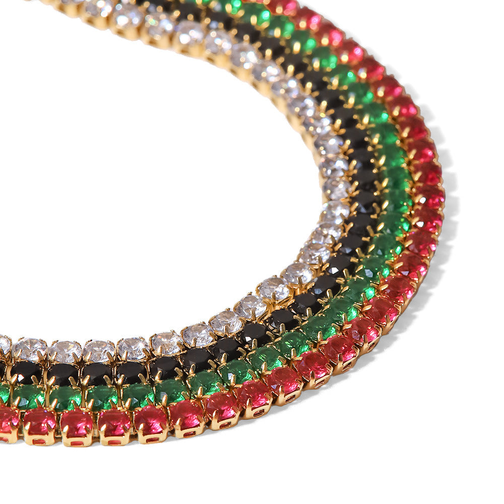 Bracciale da donna in acciaio inossidabile placcato oro 14K con intarsi in zirconi e design geometrico stile INS