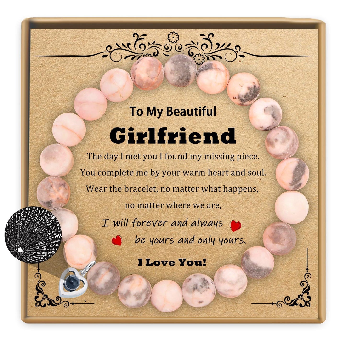 Fashion Casual Round Tree of Life Moonstone Beaded Bracelet Rose Gold Plated Unisex Jewelry