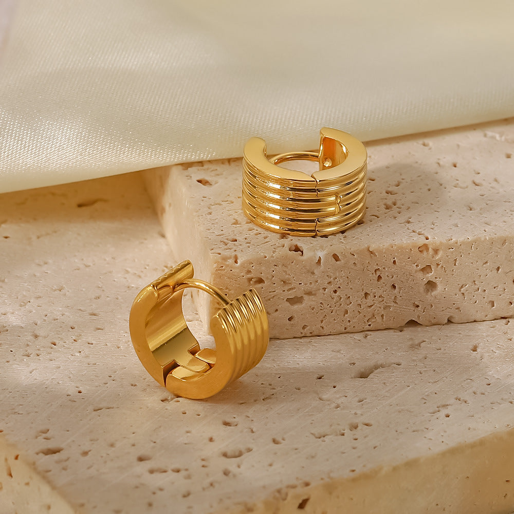 Pendientes de Acero de Titanio Geométricos Estilo INS con Chapado en Oro de 18K para Mujer