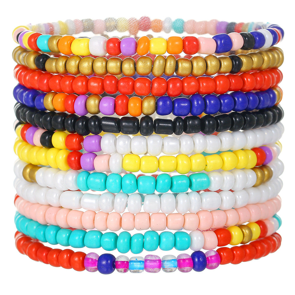 Fashionable Elastic Beaded Bracelet with Round Beads for Women and Men Minimalist Geometric Style Hand Jewelry