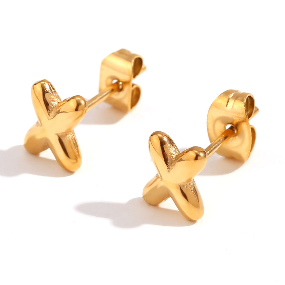Orecchini a perno da donna con lettera geometrica moderna minimalista in acciaio al titanio placcato oro 18K