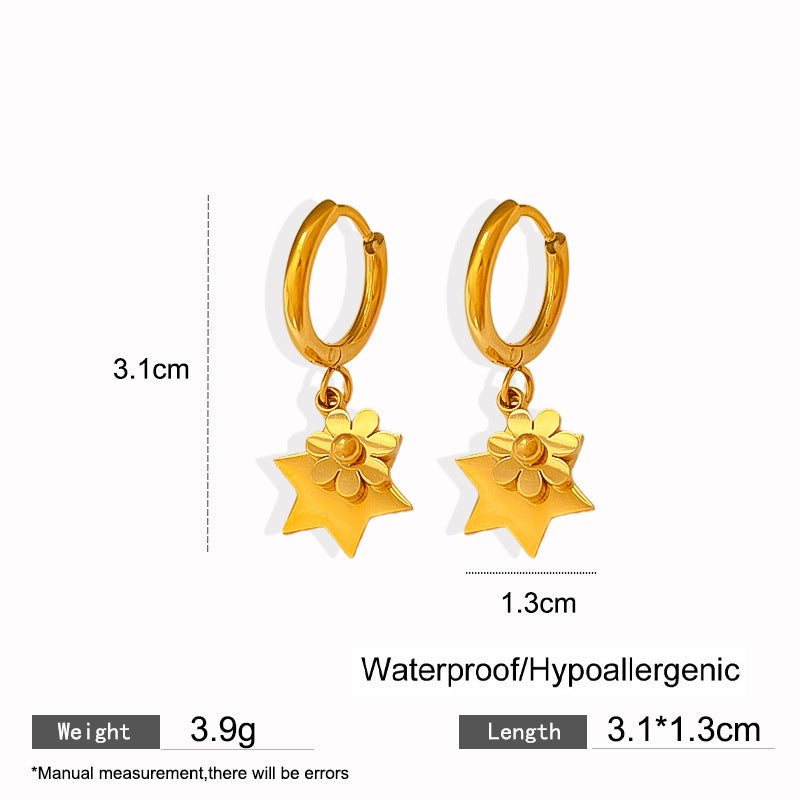 Elegant Titanium Steel Drip Oil Plated Stud Earrings for Women