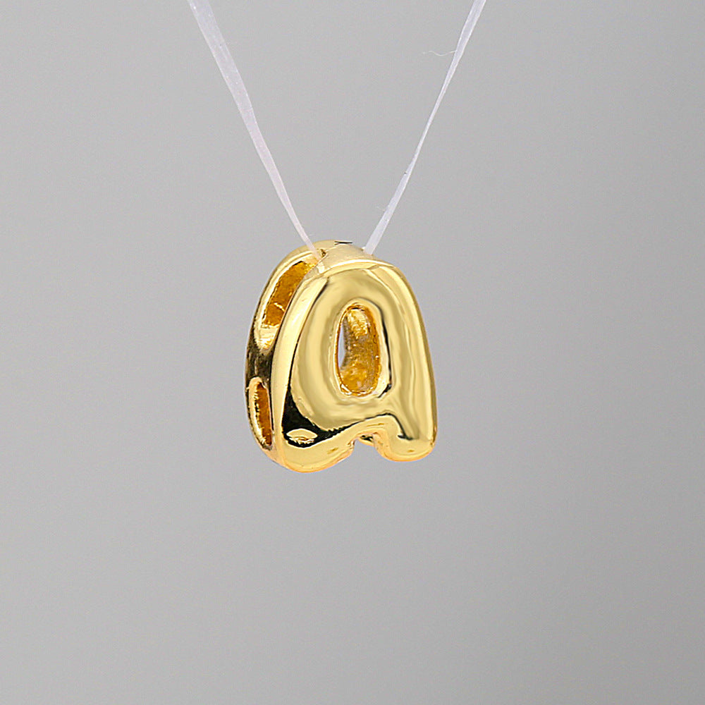 Gold Plated Brass Letter Pendant Stainless Steel Box Chain Necklace Charm Bar