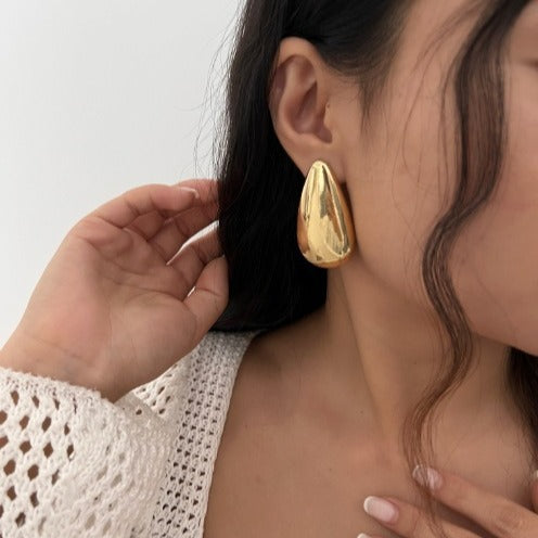 Orecchini Eleganti a Goccia Geometrici in Acciaio Inossidabile Placcato Oro da Donna