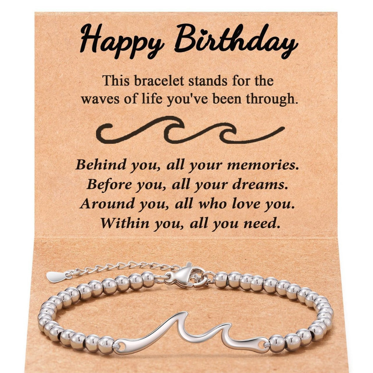 Personalized Wave Pattern Stainless Steel Bracelet Unisex Handmade Chain Bangle