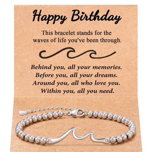 Personalized Wave Pattern Stainless Steel Bracelet Unisex Handmade Chain Bangle