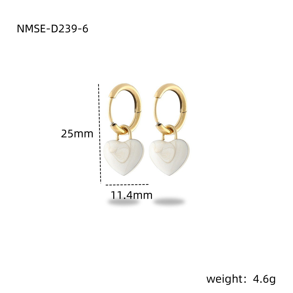 Orecchini da donna alla moda a forma di cuore in acciaio al titanio con smalto minimalistici