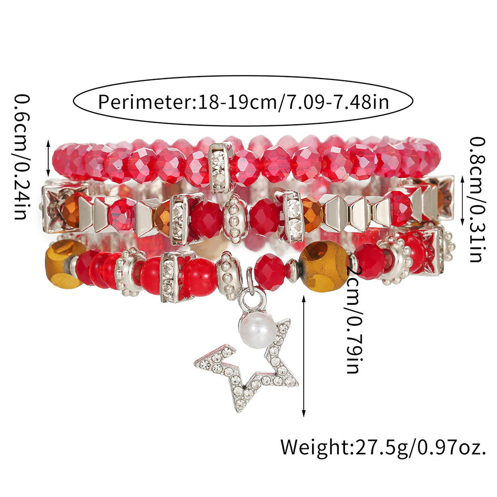 Bohemian Ethnic Star Geometric Glass Alloy Handmade Crystal Beaded Bracelet for Women