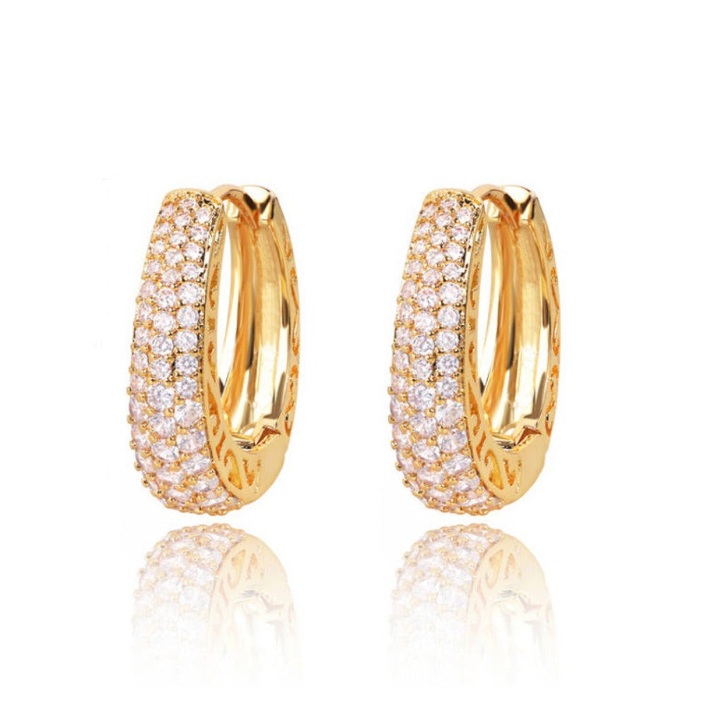 Minimalist Round Oval Cubic Zirconia Plated Brass Earrings for Women with 925 Sterling Silver Posts