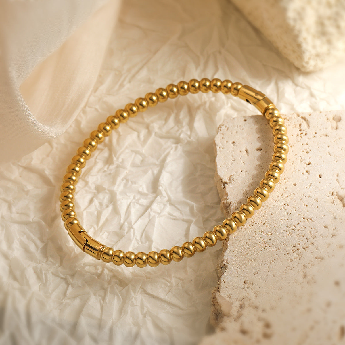 Minimalist Titanium Steel Bracelet for Women with 18K Gold Plating Irregular Shape Design Fashionable Everyday Accessory