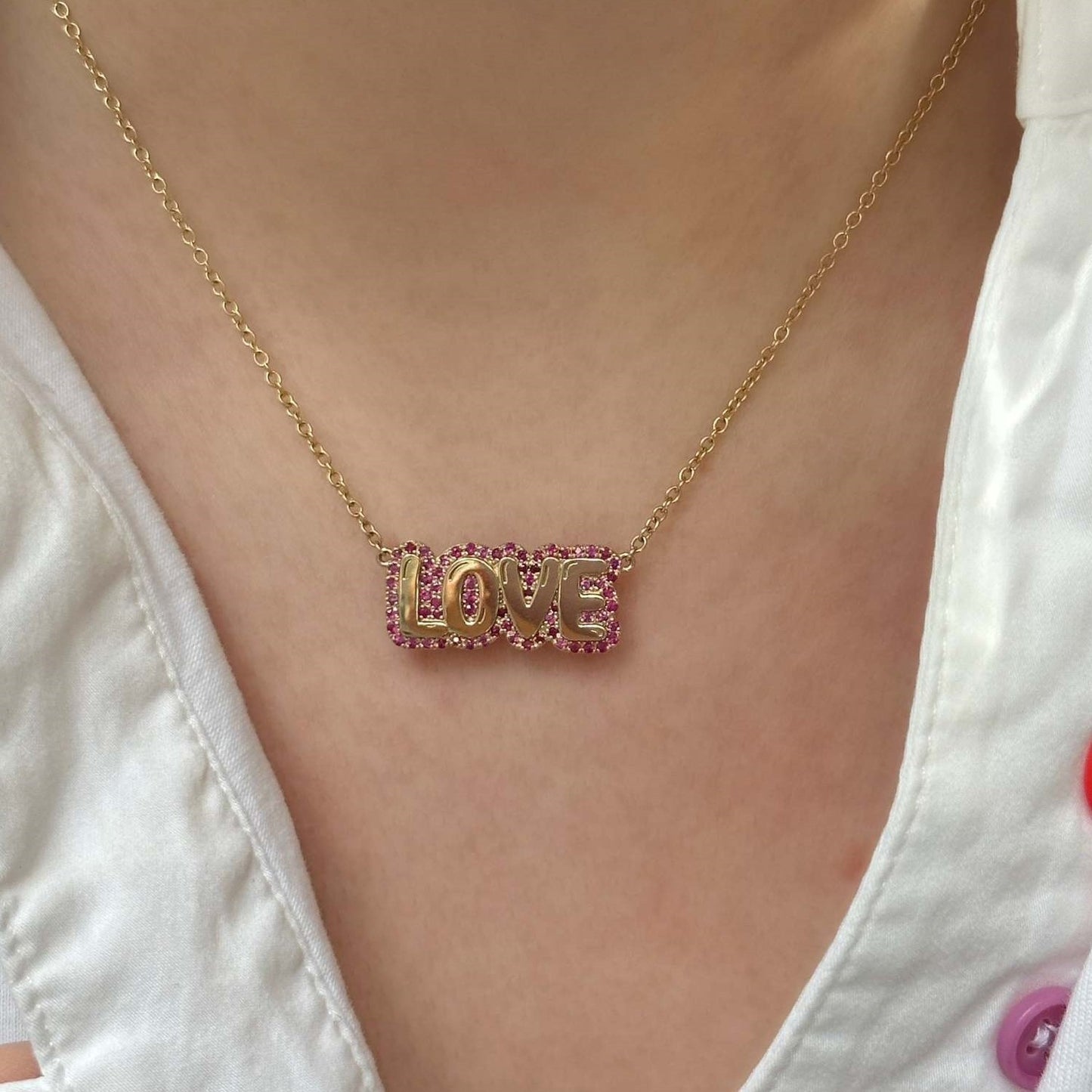 Fashionable Letter-Shaped Titanium Steel Necklace with Colorful Zircon Inlay for Women, Hypoallergenic and Tarnish-Resistant