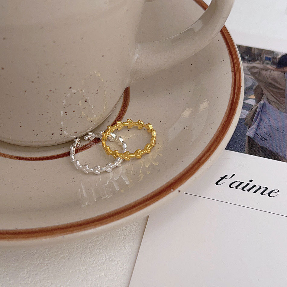 Minimalist Heart-Shaped 925 Sterling Silver Ring with Beveled Geometric Facets for Women