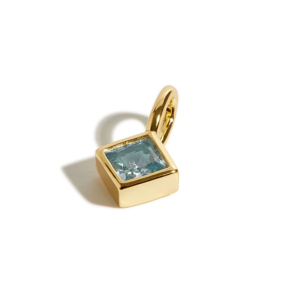 18K Gold Plated Stainless Steel Geometric Birthstone Charm Bar with Cubic Zirconia PVD Coating for DIY Shoe Accessories