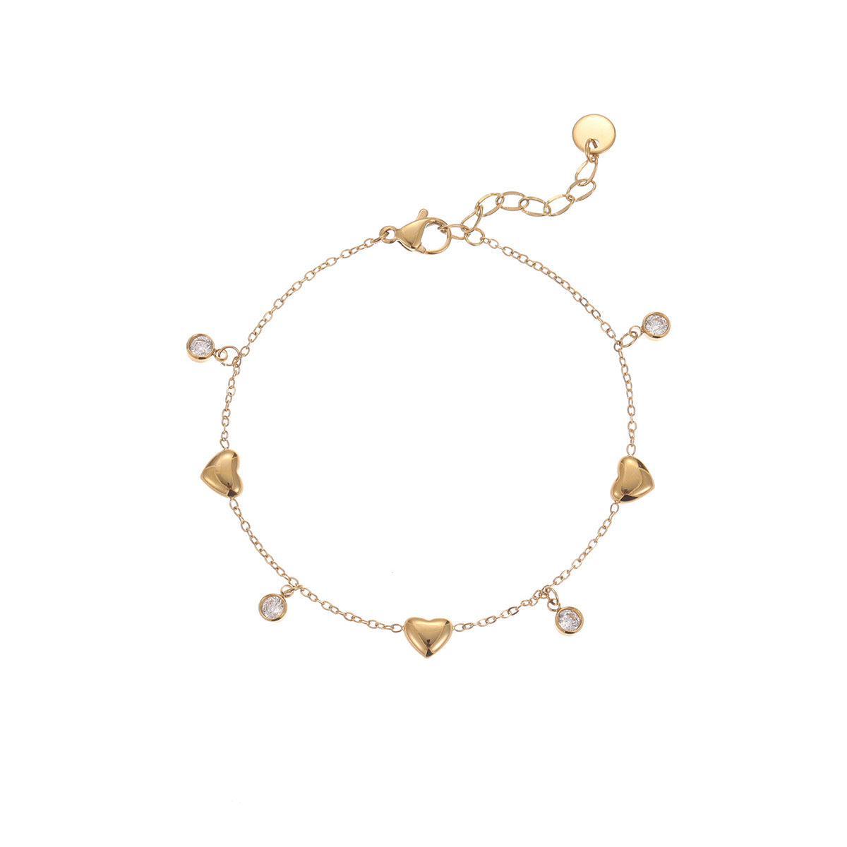 Minimalist Stainless Steel Heart-Shaped Zirconia Bracelet for Women with Plated Finish
