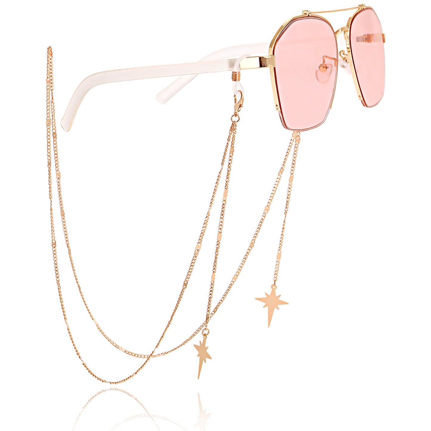 Fashion Butterfly Beaded Tassel Evil Eye Eyeglass Chain Alloy