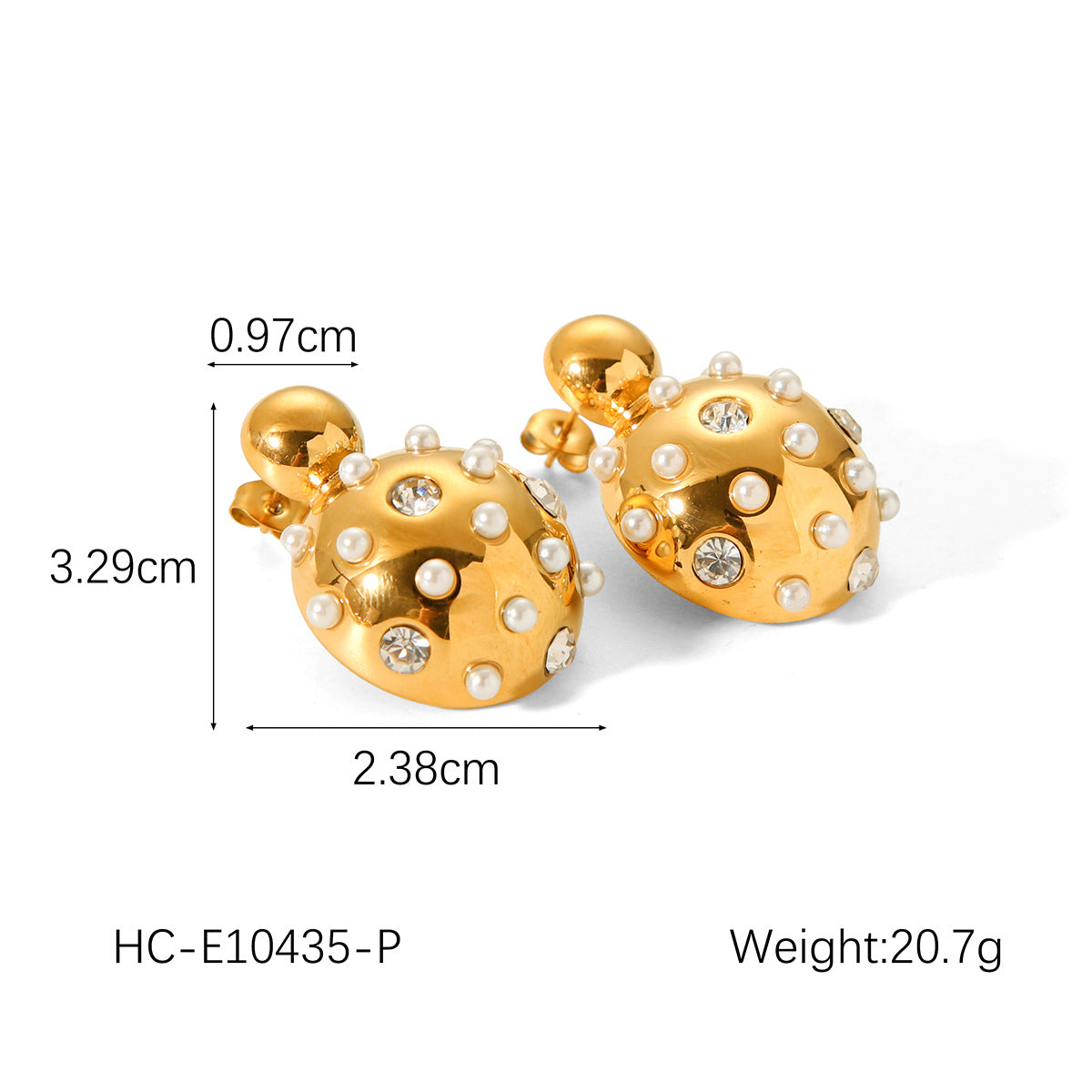 Minimalist Geometric Titanium Steel Stud Earrings with Rhinestone Inlay and Pearl Accents for Women