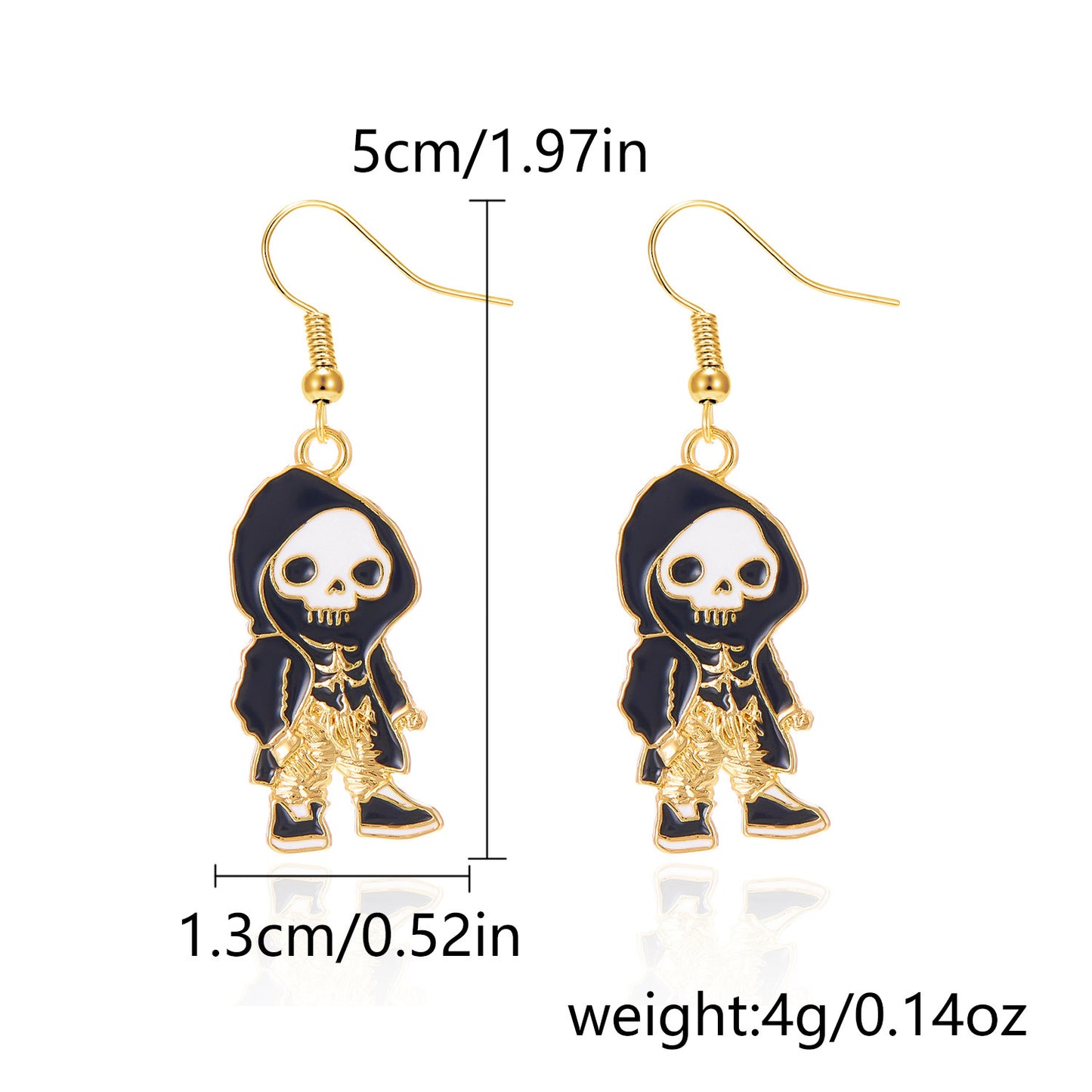 Pendientes de Calavera y Calabaza de Halloween a la Moda con Ganchos de Aleación Bañados en Oro para Mujer