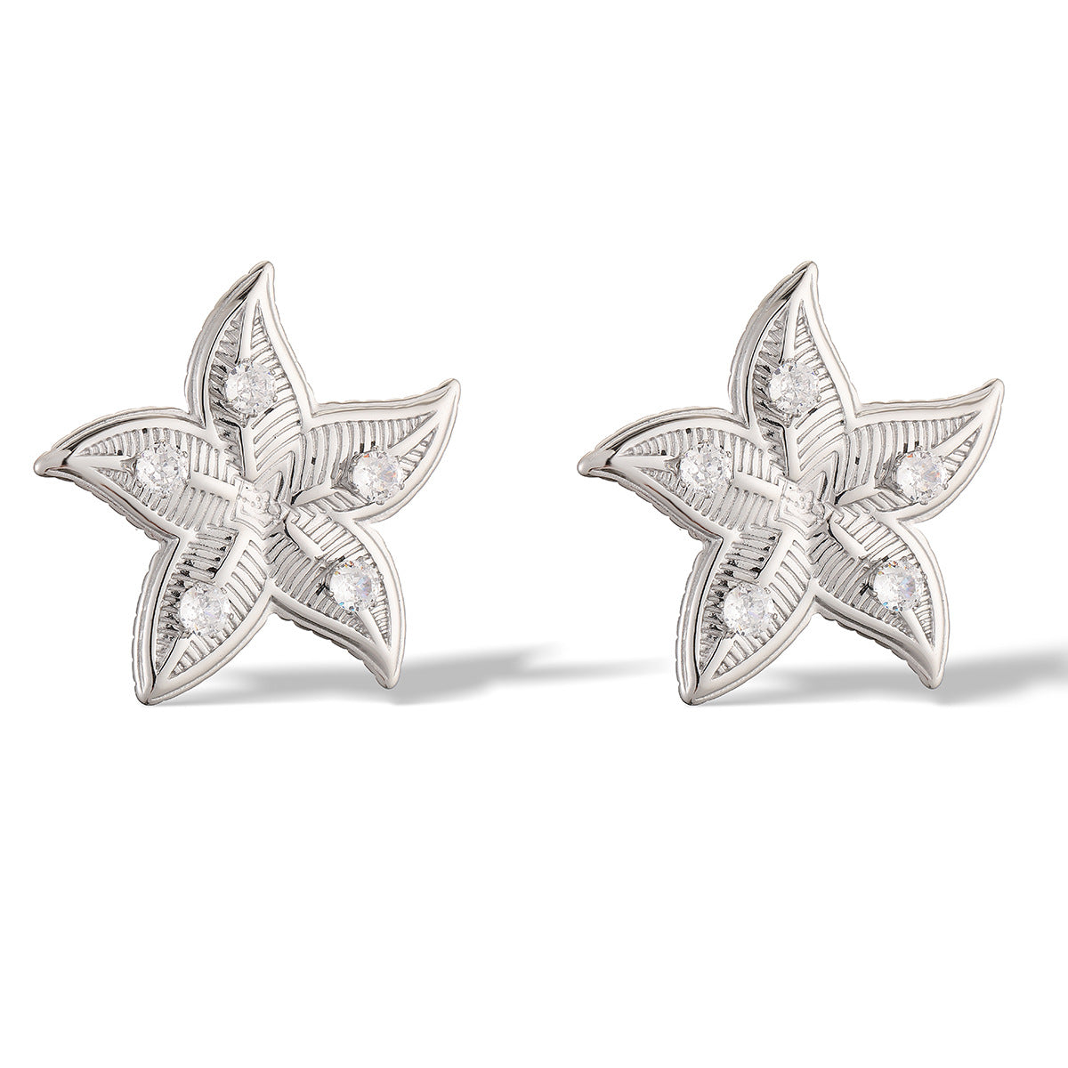Orecchini a perno da donna a stella in acciaio inossidabile dorato con zirconia in stile geometrico vintage
