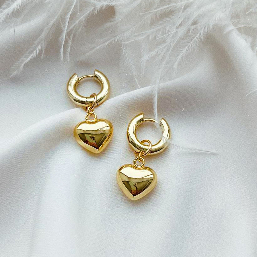 Orecchini Minimalisti a Cuore in Acciaio al Titanio con Finitura Placcata, Design a Ciondolo Staccabile, Gioielli da Orecchio Eleganti Leggeri di Lusso Unisex