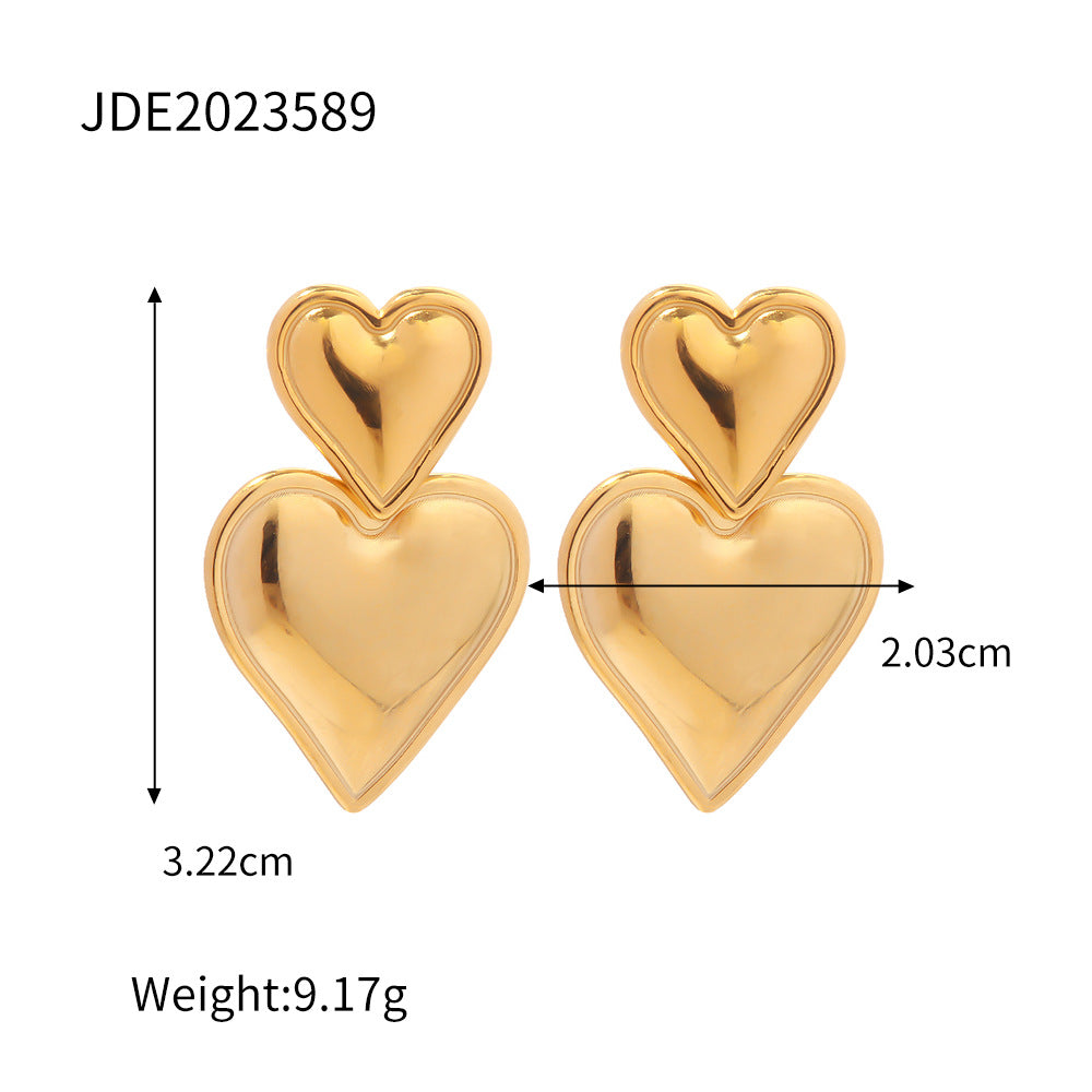 18K Gold Plated Geometric Round Stainless Steel Stud Earrings for Women