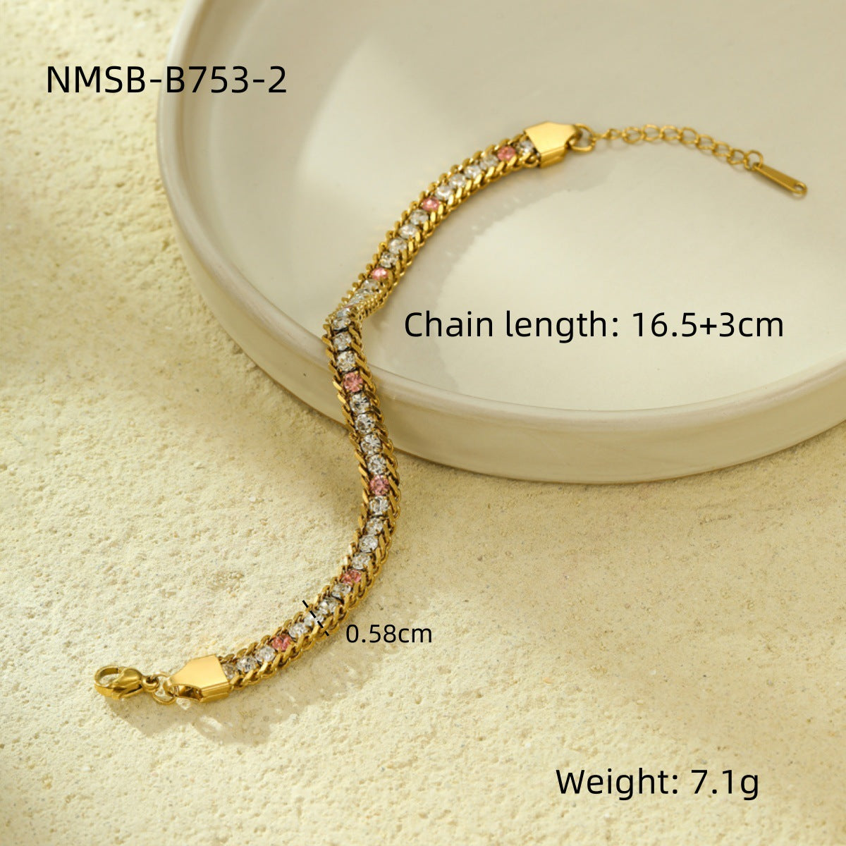 Minimalist Titanium Steel Bracelet for Women with Colorful Zircon Inlay and Plated Finish