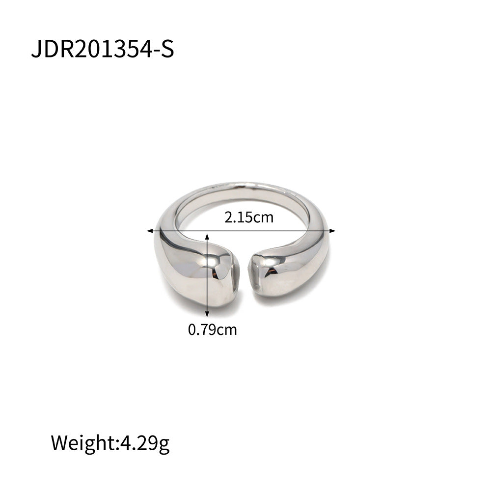 Geometric Plated Stainless Steel Ring for Women