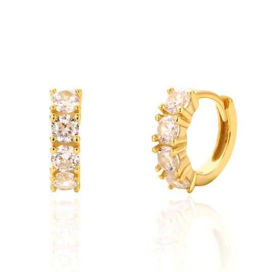 Orecchini a Cerchio Minimalisti Geometrici da Donna in Argento Sterling S925 con Strass e Finitura di Lusso