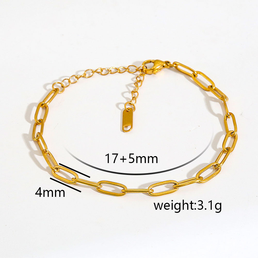 Cavigliera minimalista da donna in acciaio inossidabile placcato oro con piccole perline e ciondolo rotante