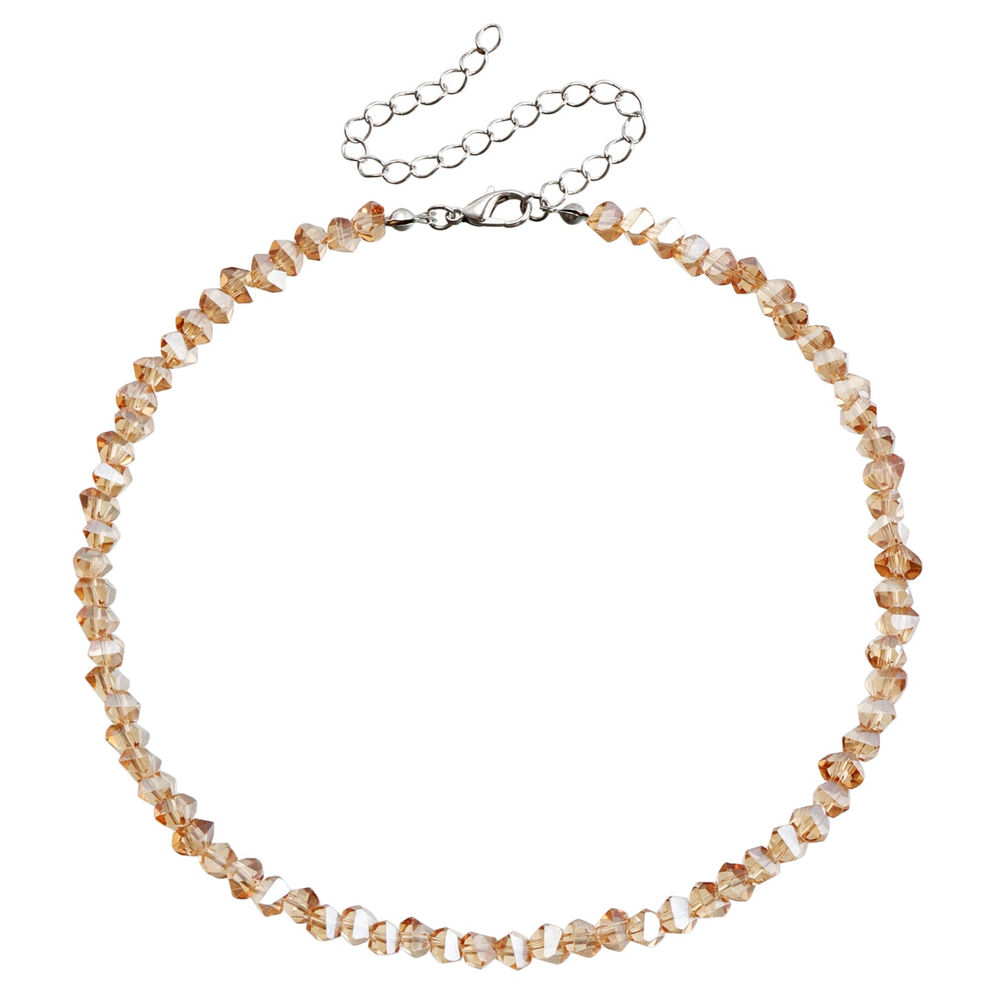 Collar de cuentas de cristal negro estilo geométrico para mujer con acabado chapado y diseño de cadena para clavícula