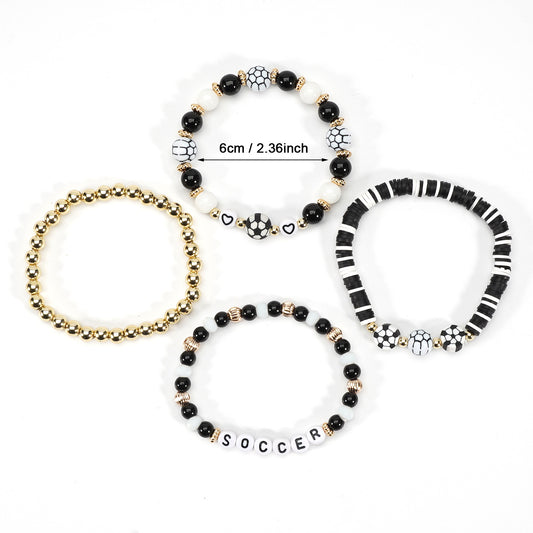 Bracciale con perline di argilla polimerica e pallone da calcio unisex