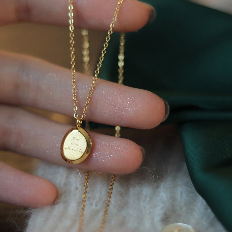 Minimalist Letter Shape Titanium Steel Plated Necklace for Women with Delicate Clavicle Chain