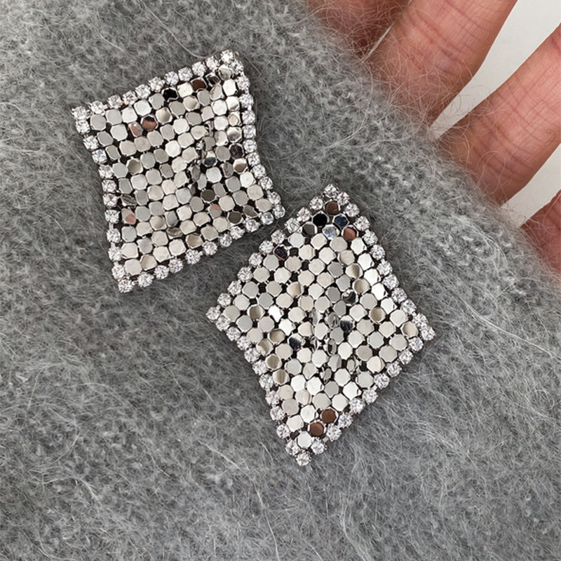 Pendientes de Rombo Geométricos Minimalistas en Cobre Bañado en Oro con Postes de Acero Inoxidable
