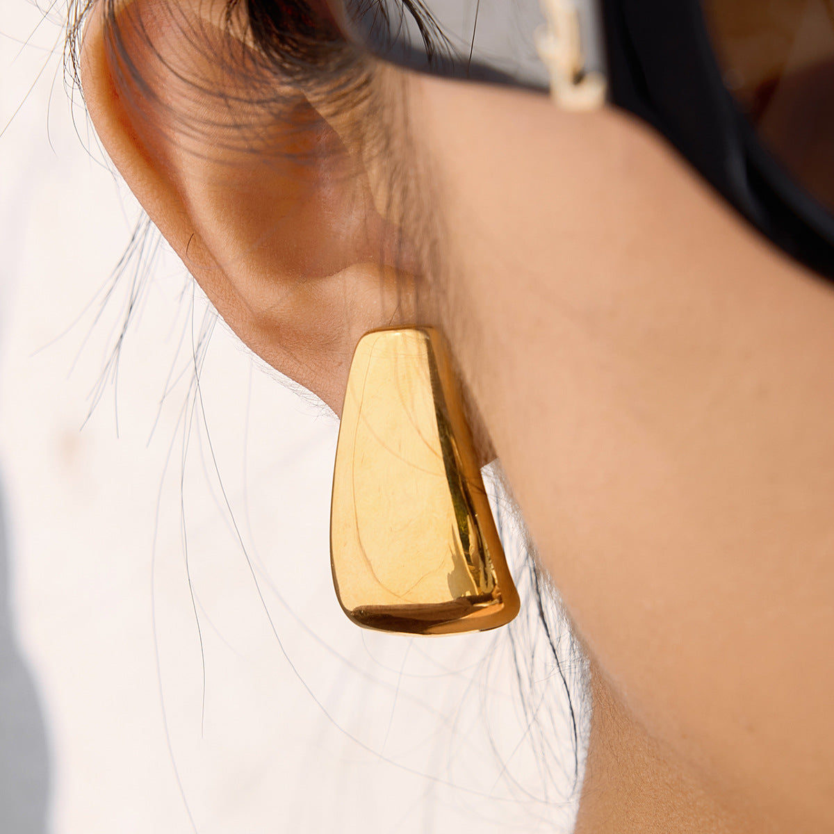 Minimalist Geometric Square Stainless Steel PVD Plated Stud Earrings for Women