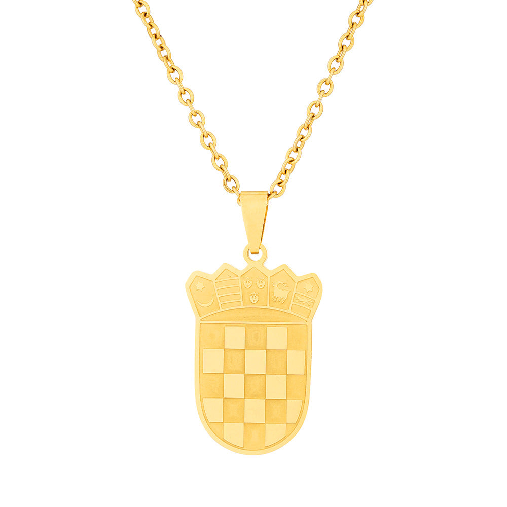 Collana con ciondolo geometrico in acciaio inossidabile con charm in acciaio al titanio e finitura placcata per moda casual unisex