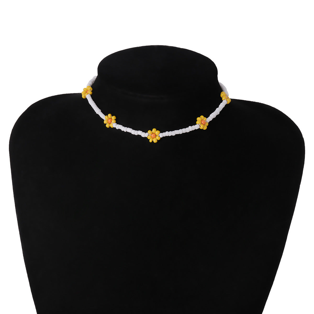 Collana da donna minimalista rustica con perline, floreale, geometrica, fatta a mano
