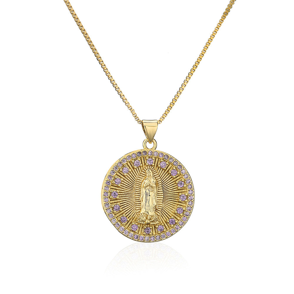 Minimalist Geometric Copper Pendant Necklace with 18K Gold Plating and Micro-Paved Zirconia for Women