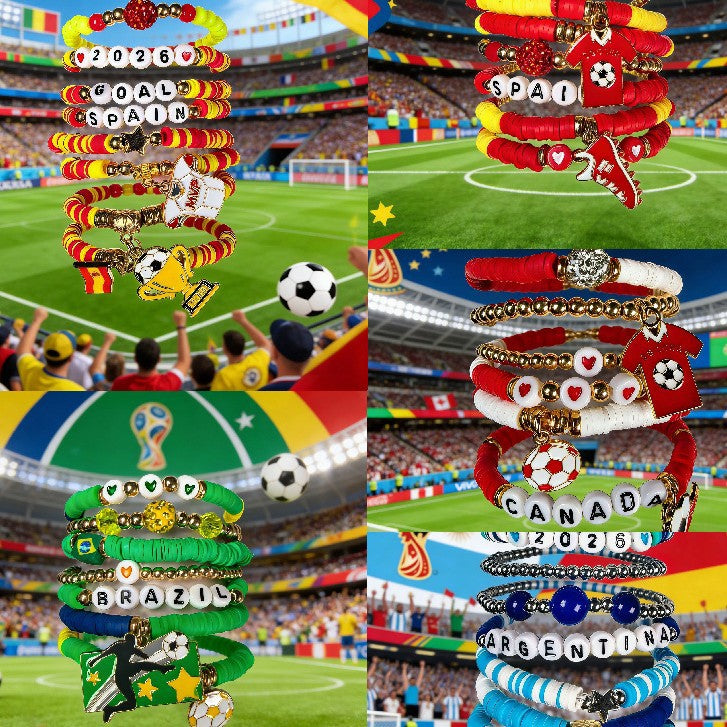 Vintage Handmade Resin Bracelet Unisex World Cup Fan Jewelry