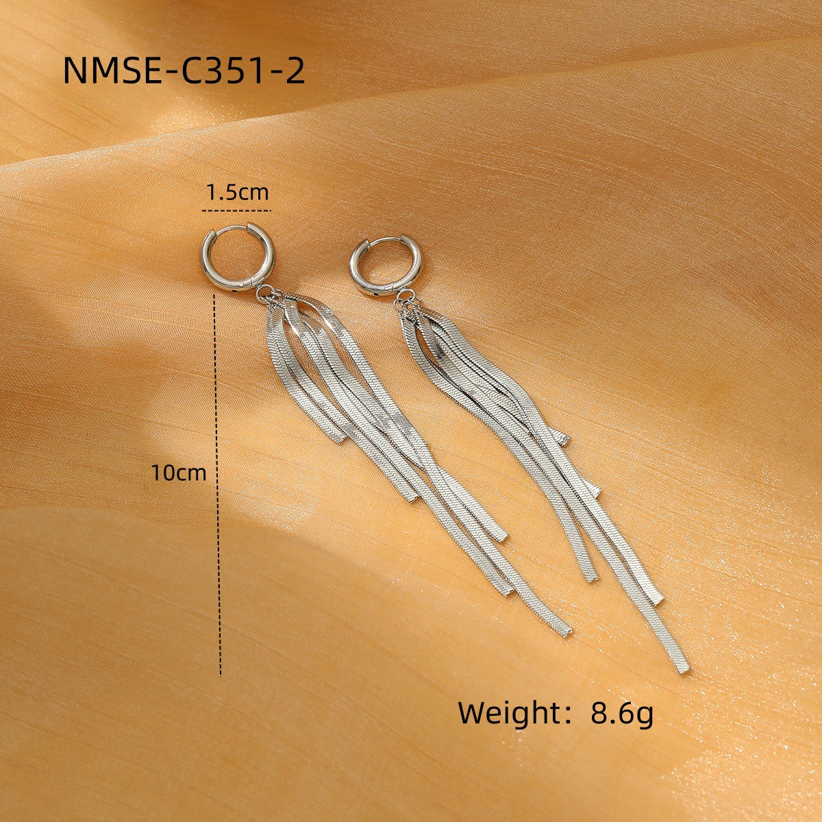 Minimalist Long Tassel Earrings in Titanium Steel with 18K Gold Plating for Women