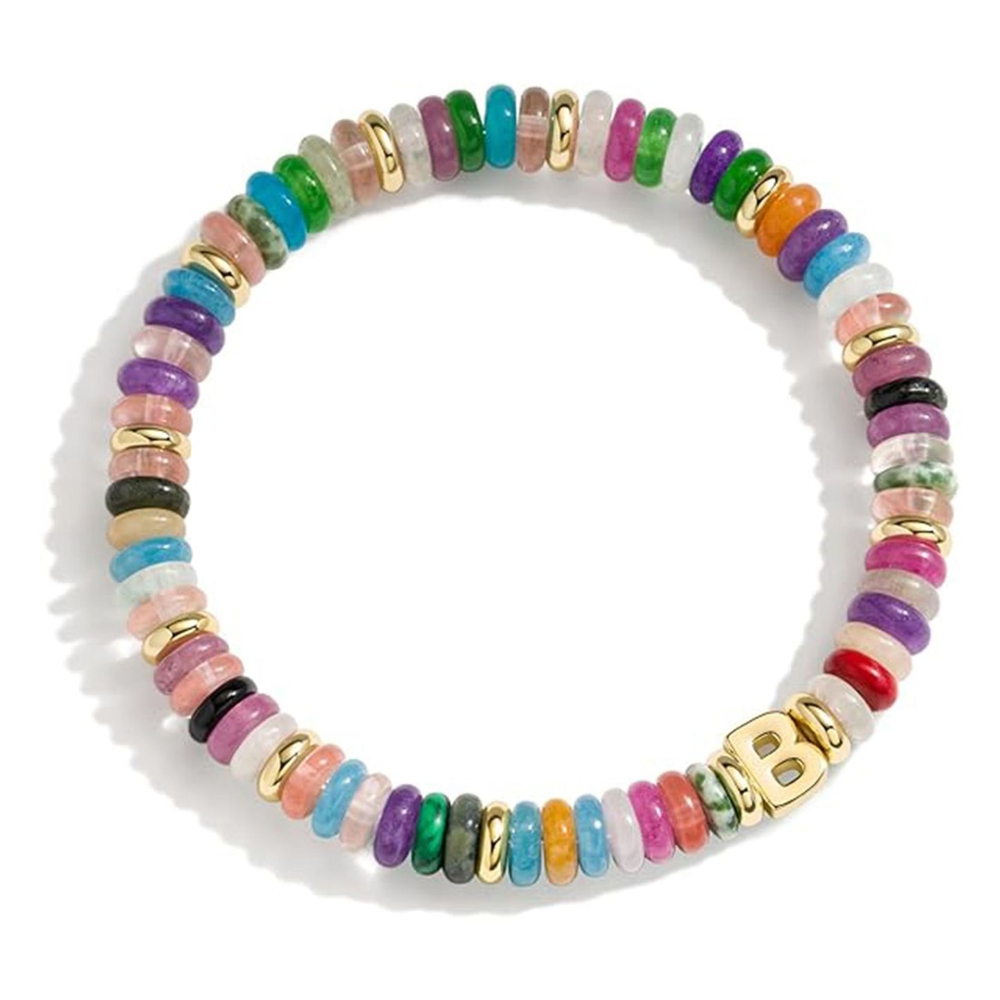 Bohemian Sweet Natural Gemstone Letter Beaded Bracelet for Women