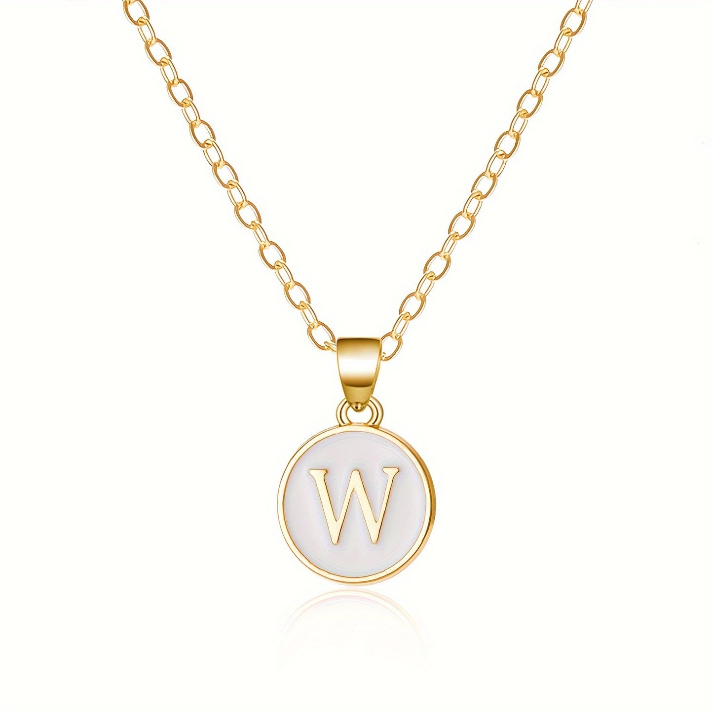 Collana con Pendente a Goccia d'Olio Alfabeto Lettera Rotonda Minimalista in Lega Placcata, Bicolore Bianco e Nero