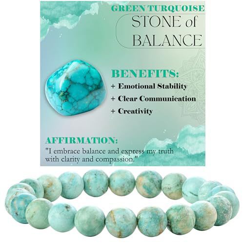 8mm Natural Agate and White Turquoise Round Beaded Stretch Bracelet Unisex Geometric Handmade Jewelry