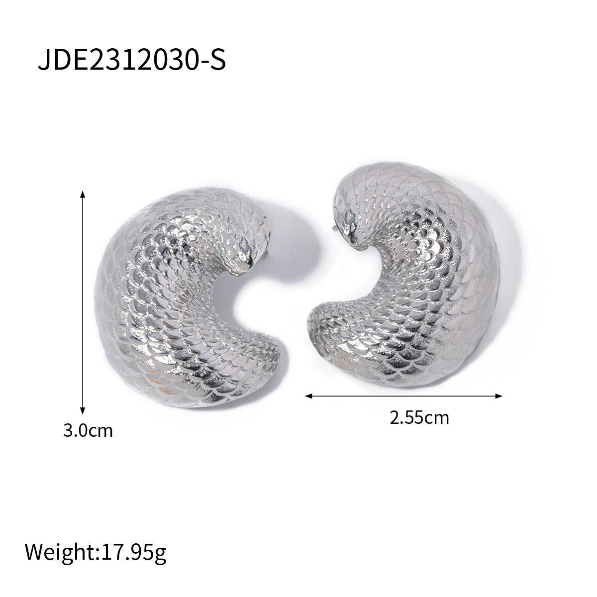 Unique Asymmetric Ins Style 18K Gold Plated Stainless Steel Fish Scale Ring Earring Bracelet Set for Women