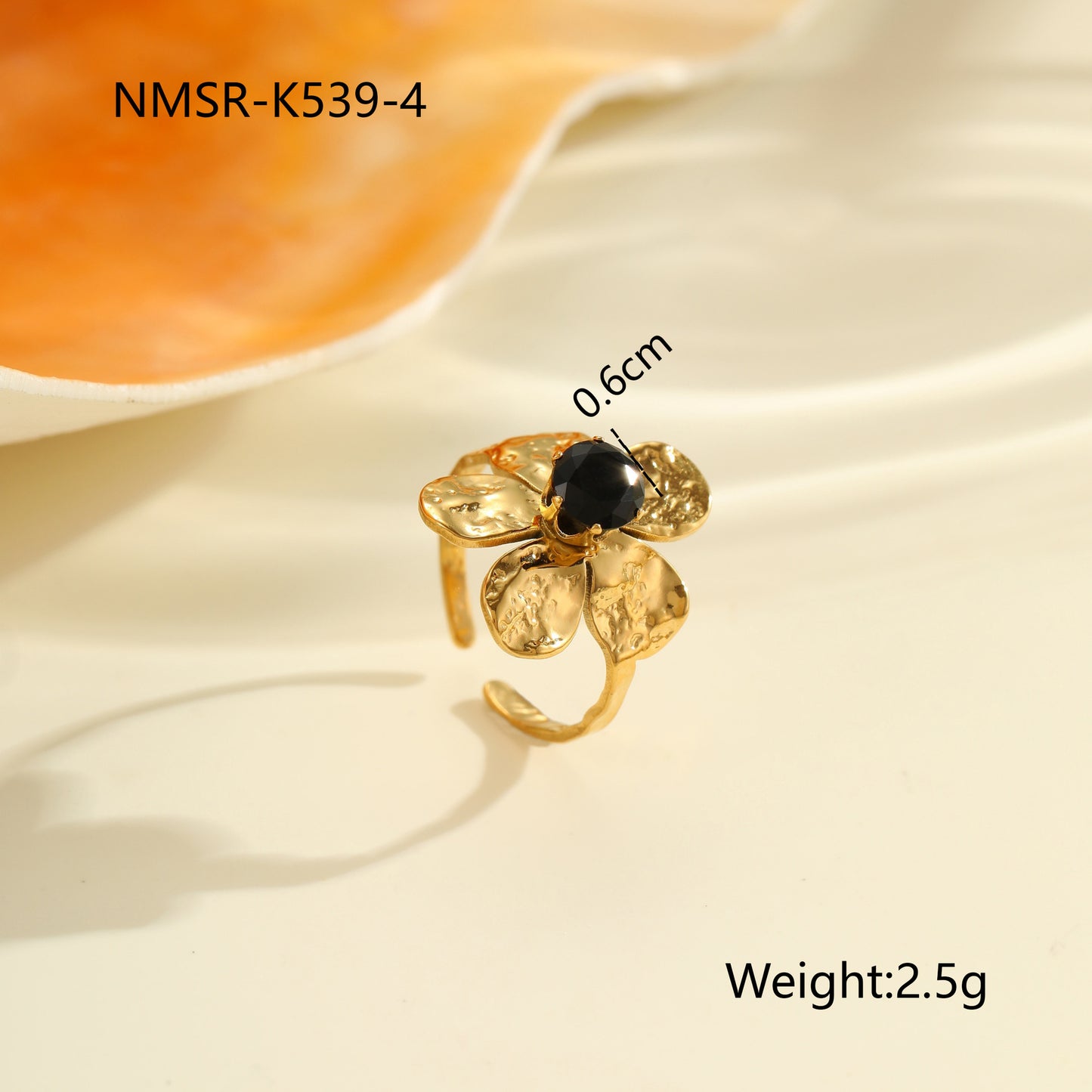 Anillo de acero titanio geométrico minimalista con incrustaciones de diamantes de imitación, banda abierta ajustable para mujer