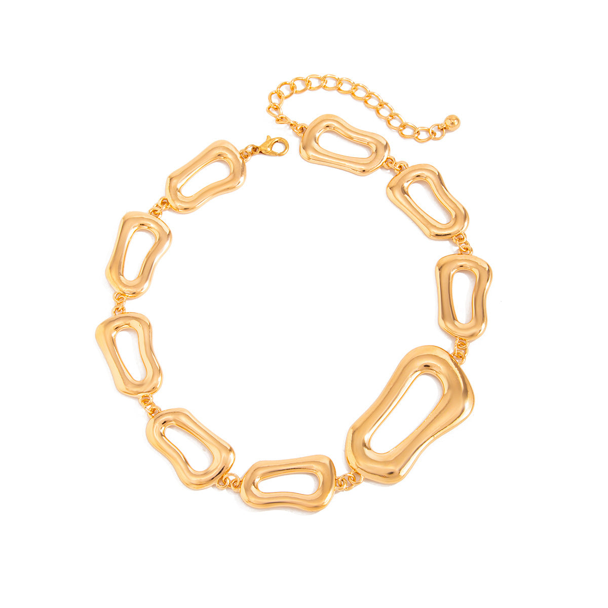 Luxury Minimalist Oval Geometric Plated Alloy Necklace for Women