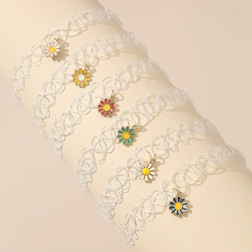 Bracciale in lega minimalista a forma di margherita per bambine dai 6 ai 10 anni, design floreale, accessorio estivo
